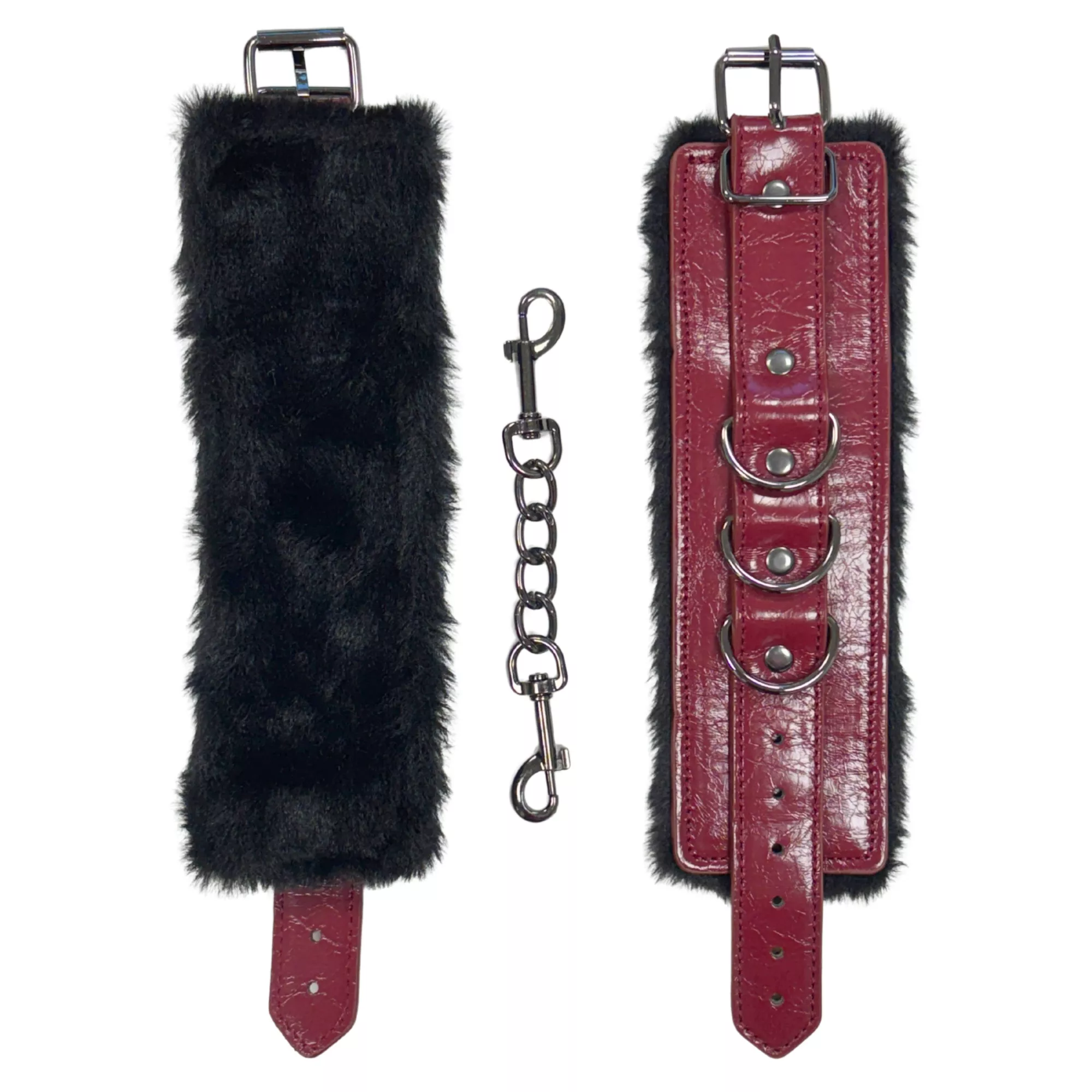 Burgundy Fur Handcuffs - Pleasure Bound at Spencer's