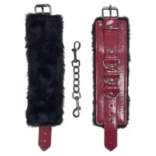 Burgundy Fur Handcuffs - Pleasure Bound at Spencer's