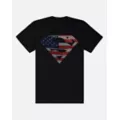 Superman Black American Flag Shield T Shirt - DC at Spencer's
