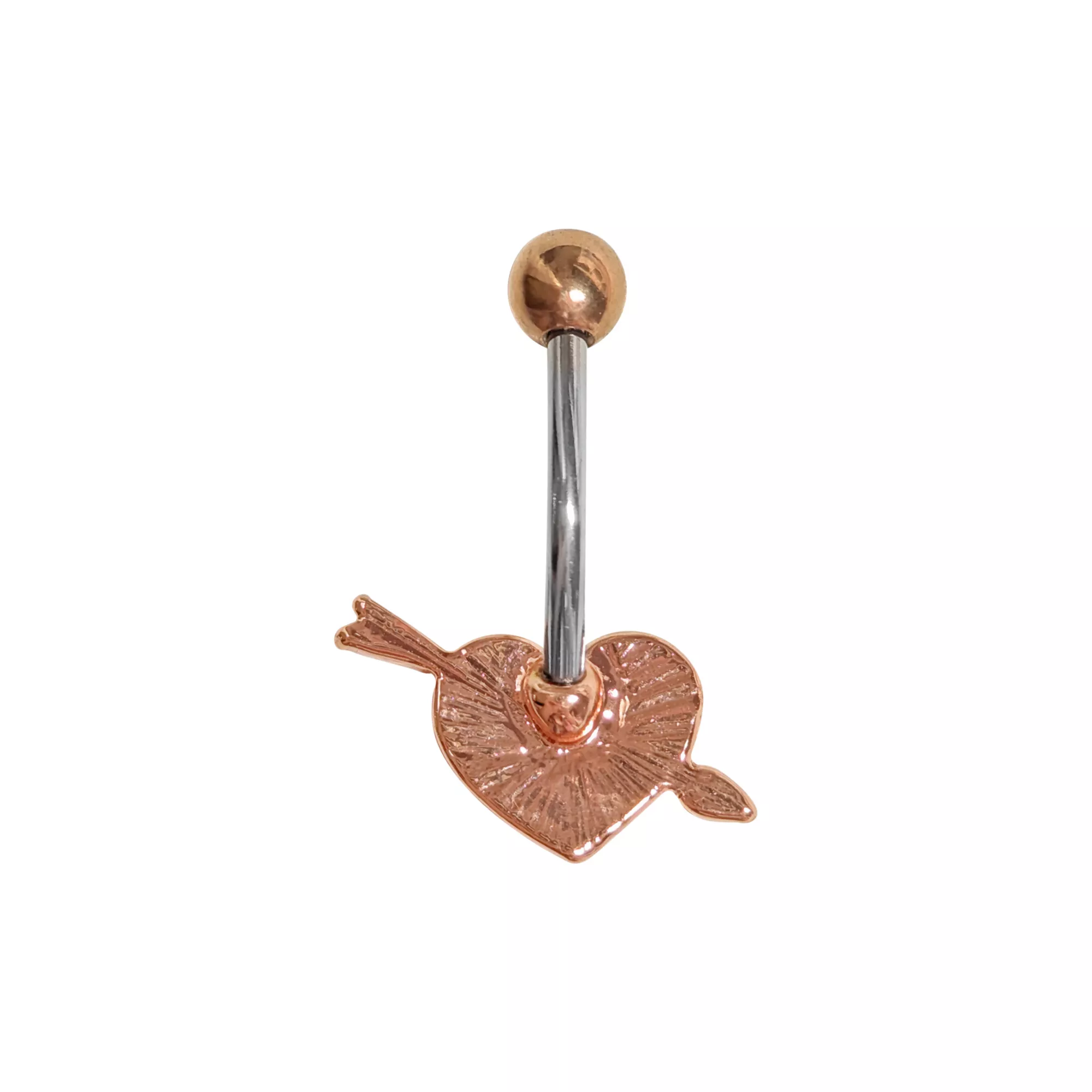 Cunt Heart CZ Rose Gold-Tone Belly Ring - 14 Gauge