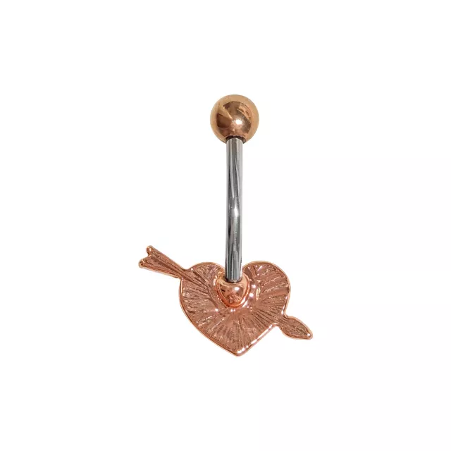 Cunt Heart CZ Rose Gold-Tone Belly Ring - 14 Gauge