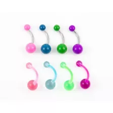 Multi-Pack Translucent and Solid Multicolor Belly Rings 8 Pack - 14 Gauge at Spencer's