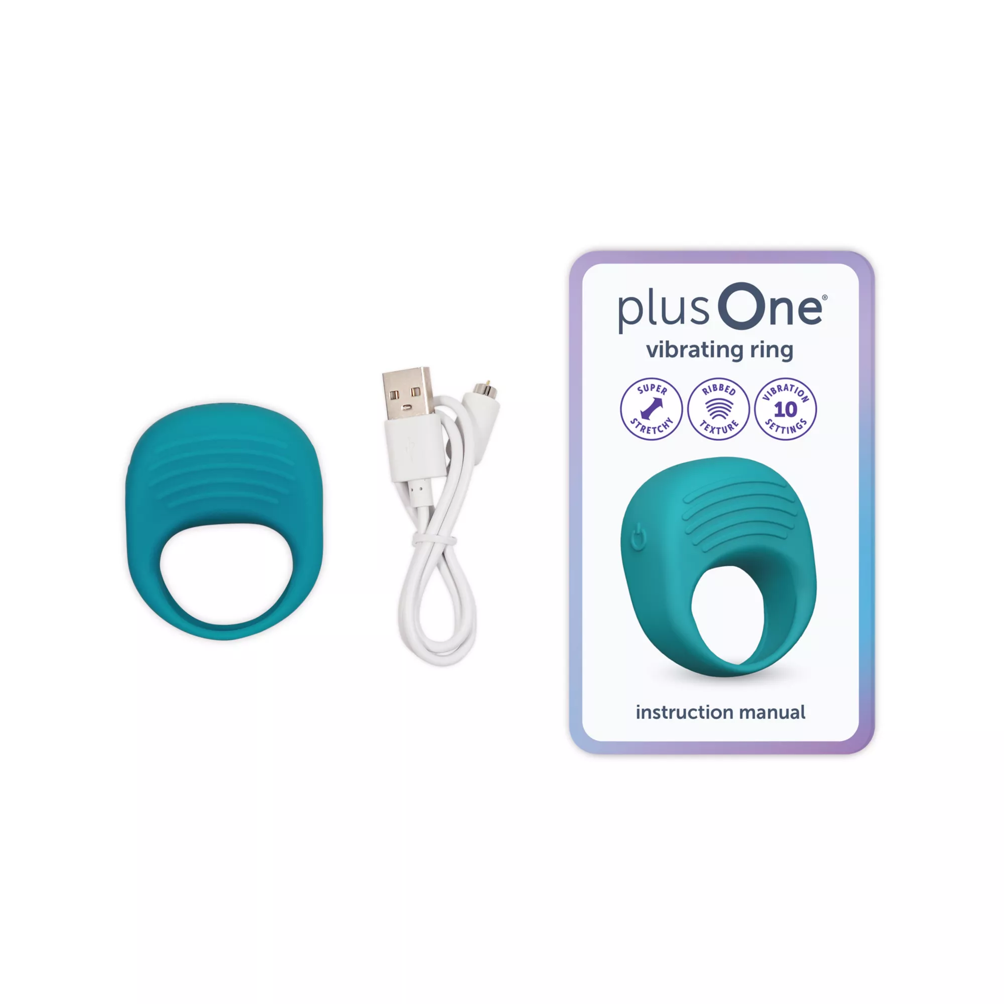 plusOne Teal Vibrating Ring