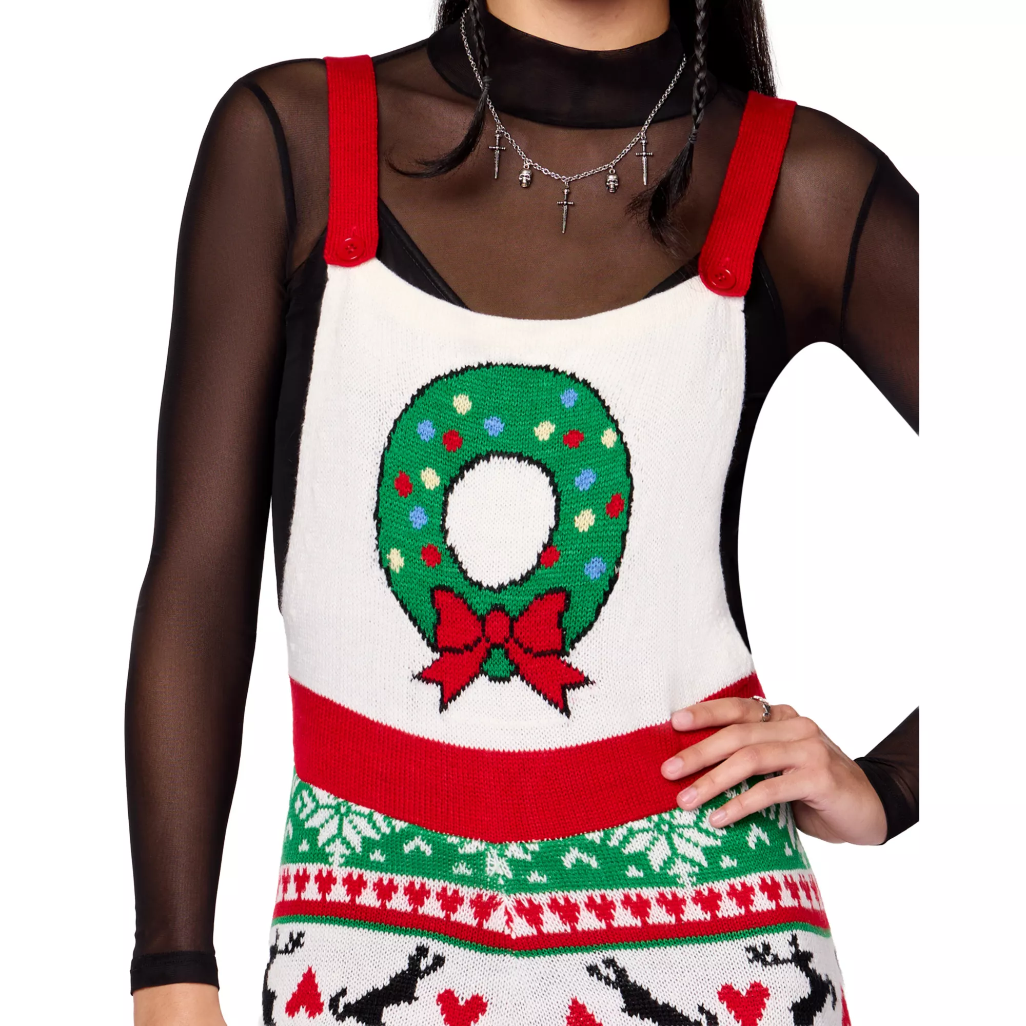 Adult Wreath Christmas Overalls