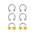 Multi-Pack Rubber Duck Horseshoe Rings 3 Pair - 16 Gauge at Spencer's