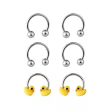 Multi-Pack Rubber Duck Horseshoe Rings 3 Pair - 16 Gauge at Spencer's