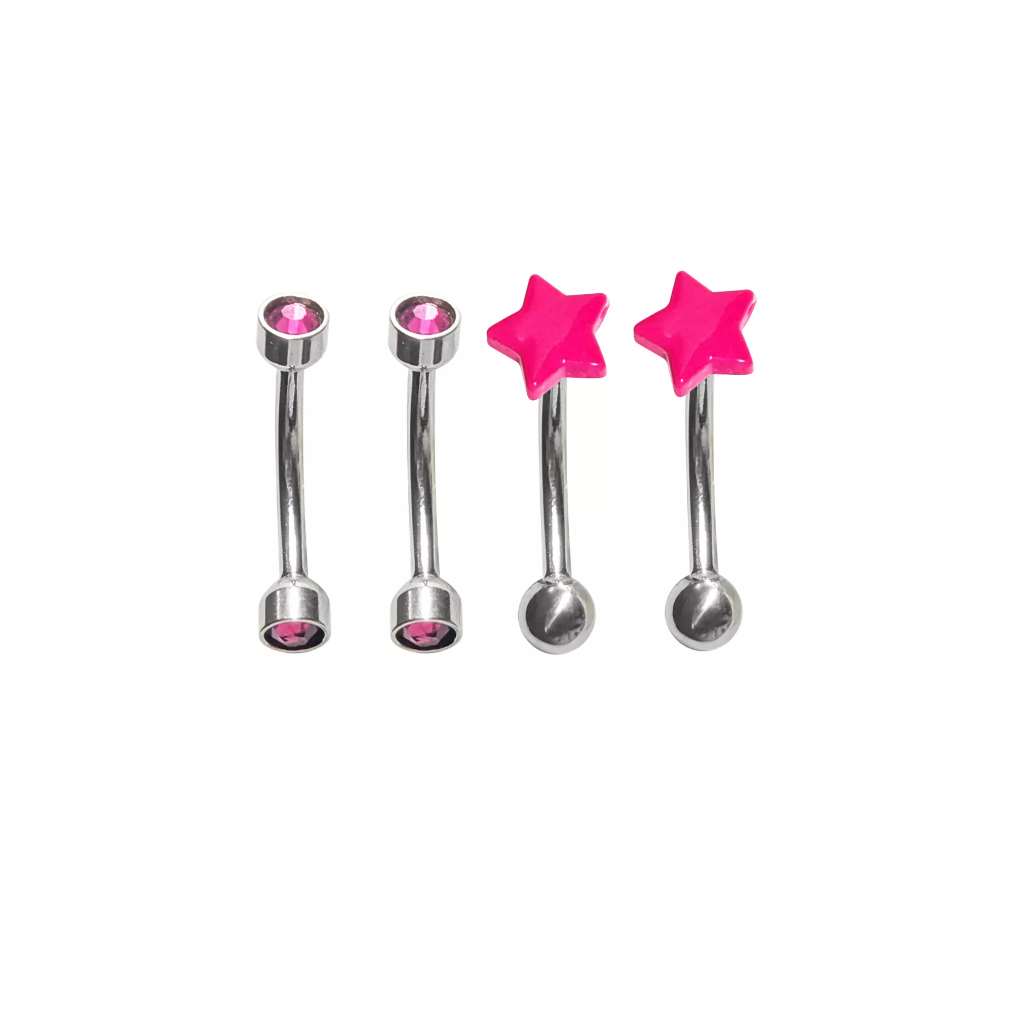 Multi-Pack Pink CZ Star Curved Barbells 4 Pack - 16 Gauge at Spencer's