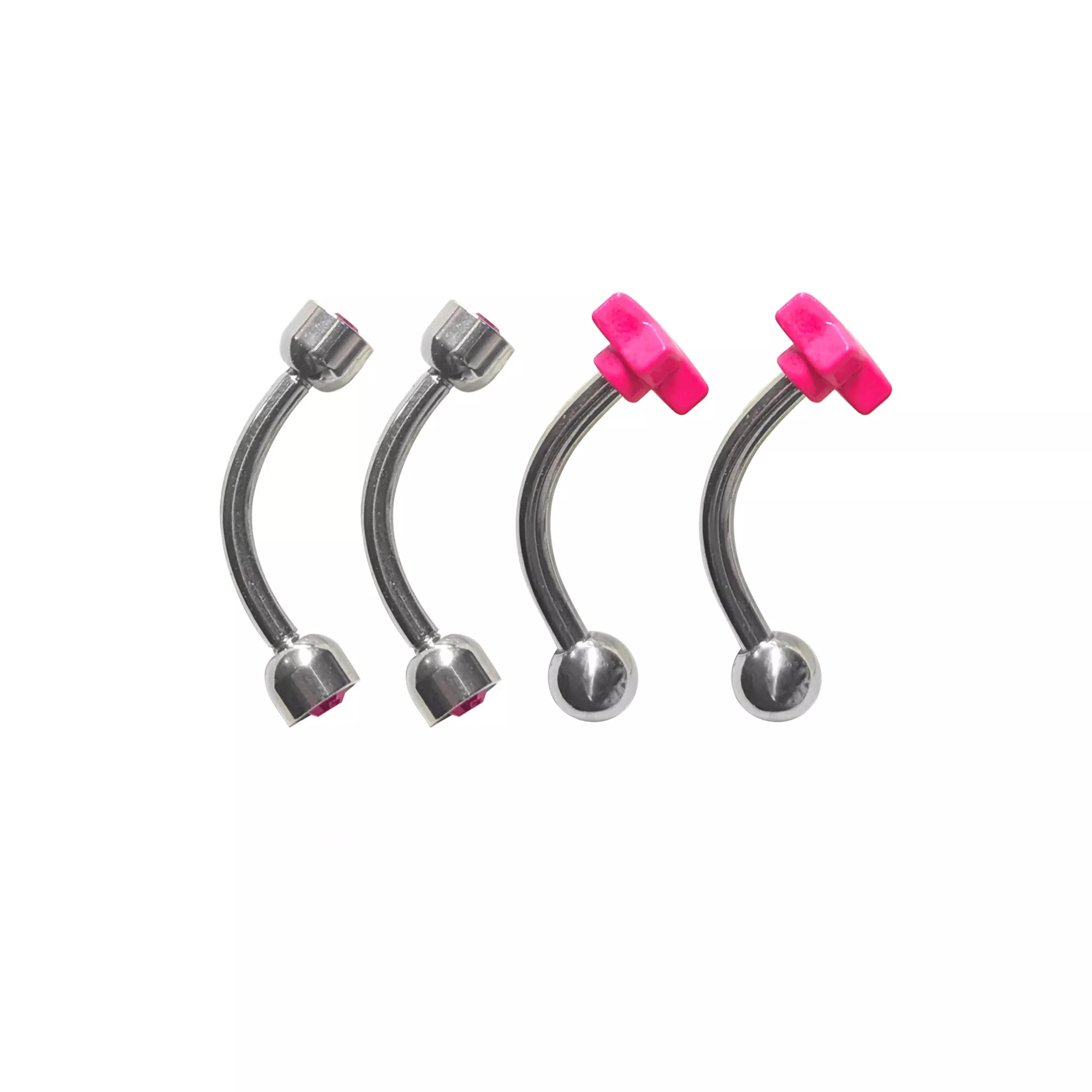 Multi-Pack Pink CZ Star Curved Barbells 4 Pack - 16 Gauge at Spencer's