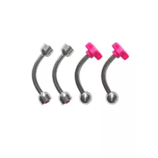 Multi-Pack Pink CZ Star Curved Barbells 4 Pack - 16 Gauge at Spencer's