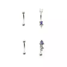 Multi-Pack Purple CZ Dangle Curved Barbells 4 Pack - 16 Gauge at Spencer's