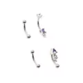 Multi-Pack Purple CZ Dangle Curved Barbells 4 Pack - 16 Gauge at Spencer's