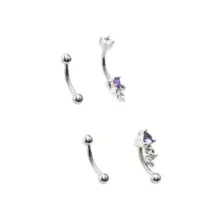 Multi-Pack Purple CZ Dangle Curved Barbells 4 Pack - 16 Gauge at Spencer's