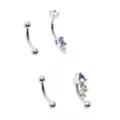 Multi-Pack Purple CZ Dangle Curved Barbells 4 Pack - 16 Gauge at Spencer's