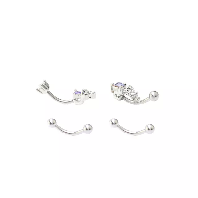 Multi-Pack Purple CZ Dangle Curved Barbells 4 Pack - 16 Gauge at Spencer's