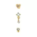 Multi-Pack Gold-Tone Gem Heart Dangle Flat Back Labret Lip Rings 3 Pack - 18 Gauge at Spencer's