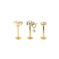 Multi-Pack Gold-Tone Gem Heart Dangle Flat Back Labret Lip Rings 3 Pack - 18 Gauge at Spencer's