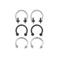 Multi-Pack Black Inverted Cross Horseshoe Rings 3 Pairs - 16 Gauge at Spencer's