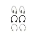 Multi-Pack Black Inverted Cross Horseshoe Rings 3 Pairs - 16 Gauge at Spencer's