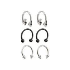 Multi-Pack Black Inverted Cross Horseshoe Rings 3 Pairs - 16 Gauge at Spencer's