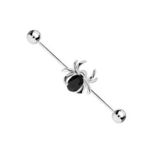Black CZ Spider Pendant Industrial Barbell - 14 Gauge at Spencer's