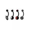 Multi-Pack Red and Clear CZ Devil Heart Black-Tone Titanium Belly Rings 4 Pack - 14 Gauge at Spencer's