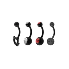 Multi-Pack Red and Clear CZ Devil Heart Black-Tone Titanium Belly Rings 4 Pack - 14 Gauge at Spencer's