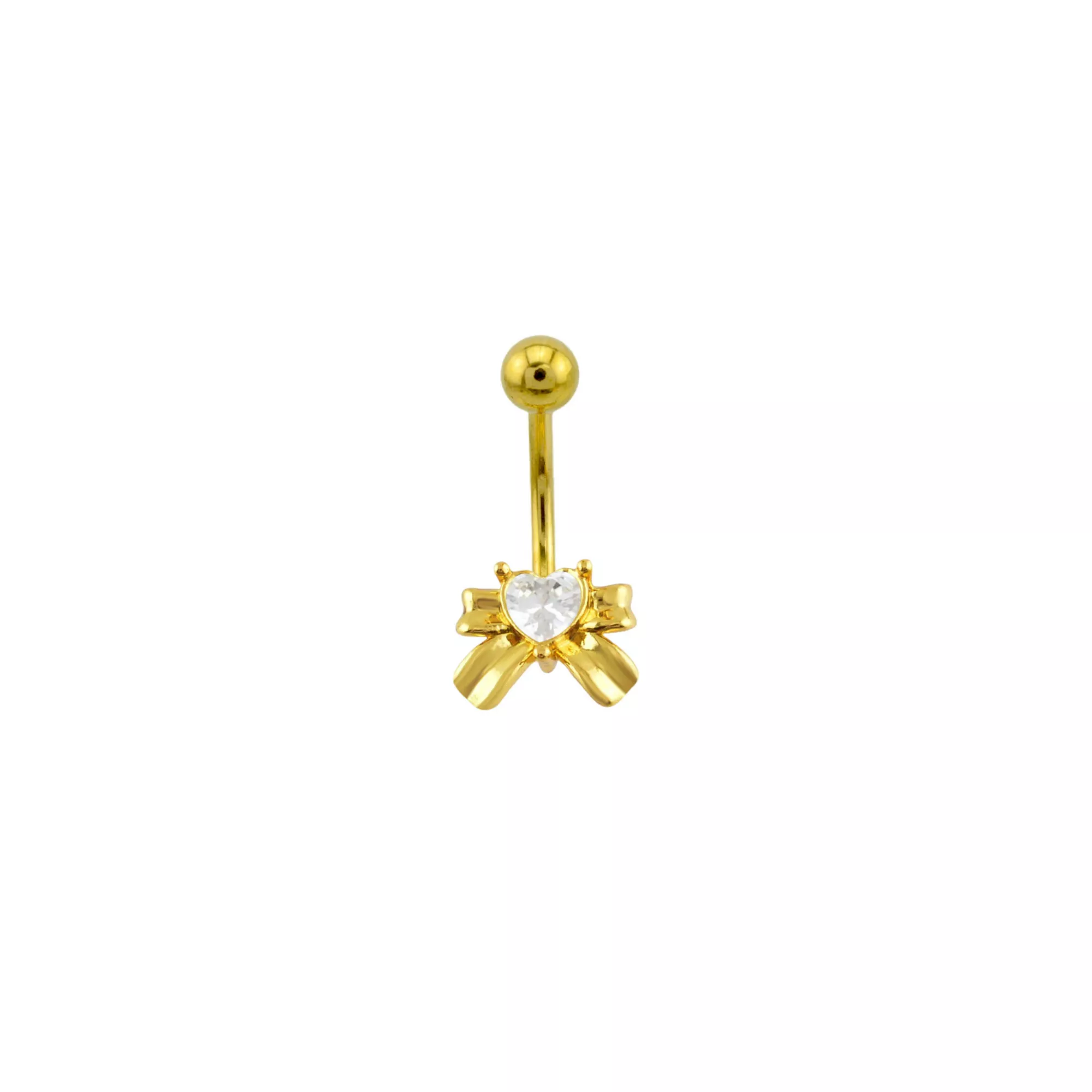 Multi-Pack CZ Gold-Tone Coquette Bows Belly Rings 4 Pack - 14 Gauge at Spencer's