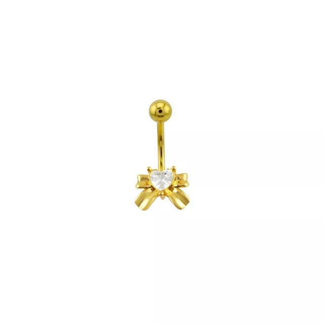 Multi-Pack CZ Goldtone Coquette Bows Banana Belly Ring 4 Pack - 14 guage at Spencer's