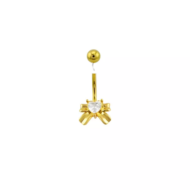 Multi-Pack CZ Goldtone Coquette Bows Banana Belly Ring 4 Pack - 14 guage at Spencer's