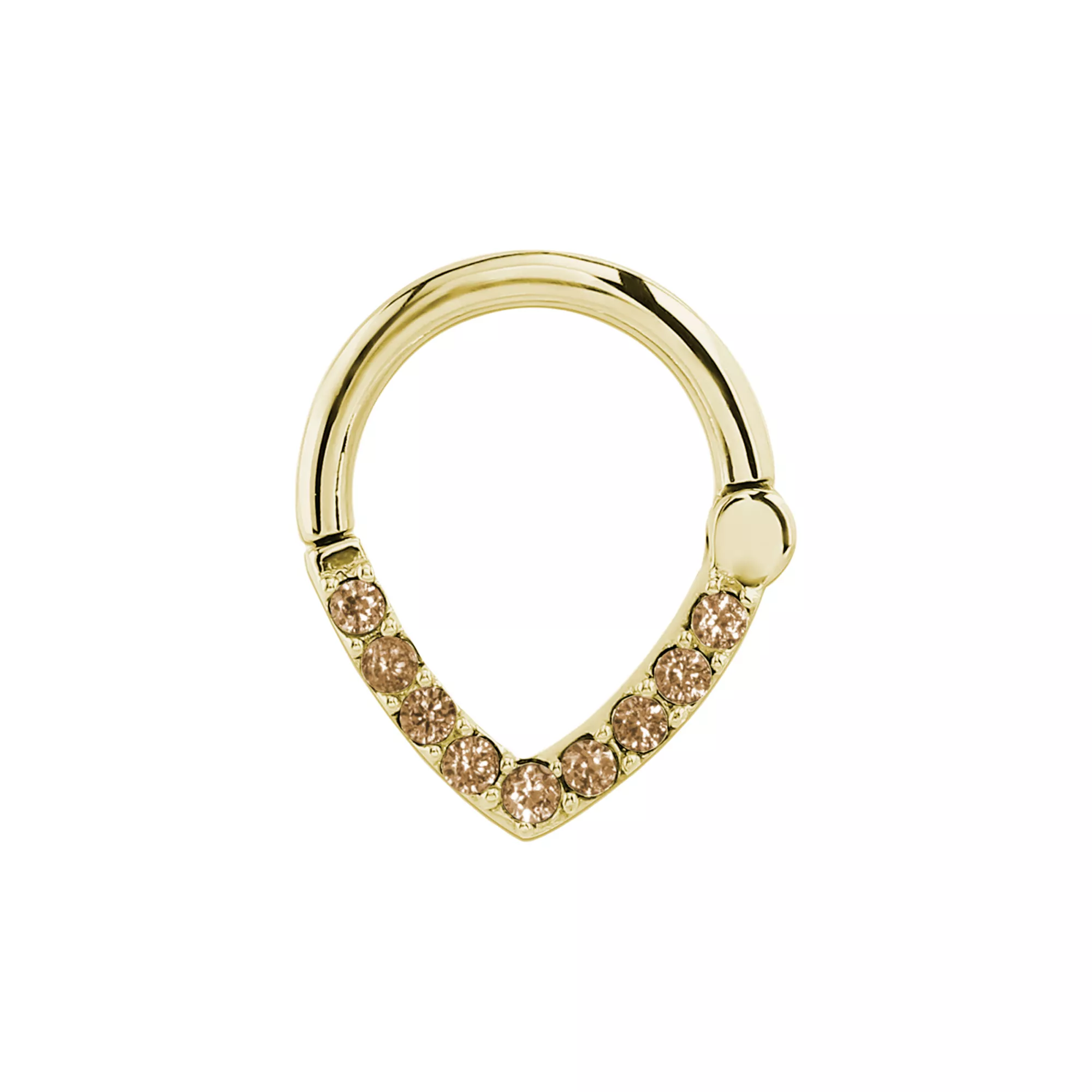 Champagne CZ Gold-Tone Titanium Hinged Septum Ring - 16 Gauge at Spencer's