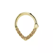 Champagne CZ Gold-Tone Titanium Hinged Septum Ring - 16 Gauge at Spencer's