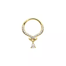 Titanium CZ Teardrop Dangle Hinged Septum Ring - 16 Gauge at Spencer's