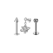 Multi-Pack CZ Star Titanium Labrets 3 Pack - 16 Gauge at Spencer's