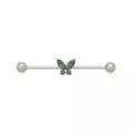 Vitrail CZ Butterfly Titanium Industrial Barbell - 14 Gauge at Spencer's