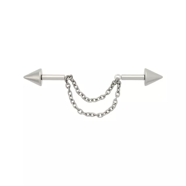 Spike Chain Titanium Industrial Barbell - 14 Gauge at Spencer's