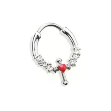 Silver-Tone Loving Cross Clicker Septum Ring - 16 Gauge at Spencer's