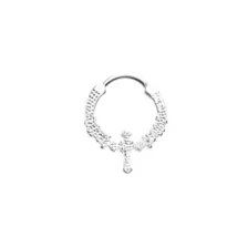 Silver-Tone Loving Cross Clicker Septum Ring - 16 Gauge at Spencer's