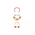 Multi-Pack Red Strawberry Septum Clicker Retainer and Horseshoe Rings 3 Pack - 16 Gauge at Spencer's