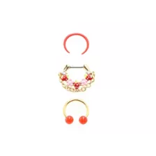 Multi-Pack Red Strawberry Septum Clicker Retainer and Horseshoe Rings 3 Pack - 16 Gauge at Spencer's