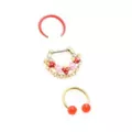 Multi-Pack Red Strawberry Septum Clicker Retainer and Horseshoe Rings 3 Pack - 16 Gauge at Spencer's