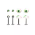 Multi-Pack Green CZ Eyeball Labret Lip Rings 4 Pack - 16 Gauge at Spencer's