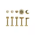 Multi-Pack Clear CZ Celestial Gold-Tone Labret Lip Rings 5 Pack - 16 Gauge at Spencer's