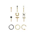 Multi-Pack Black and Clear CZ Lucky Draw Gold-Tone Nose Pins and Hoops 9 Pack - 20 Gauge at Spencer's