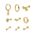 Multi-Pack CZ Gold-Tone Mixed Cartilage Earrings 9 Pack - 16 Gauge at Spencer's