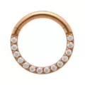 CZ Rose-Gold Tone Titanium Hinged Hoop Ring - 16 Gauge at Spencer's