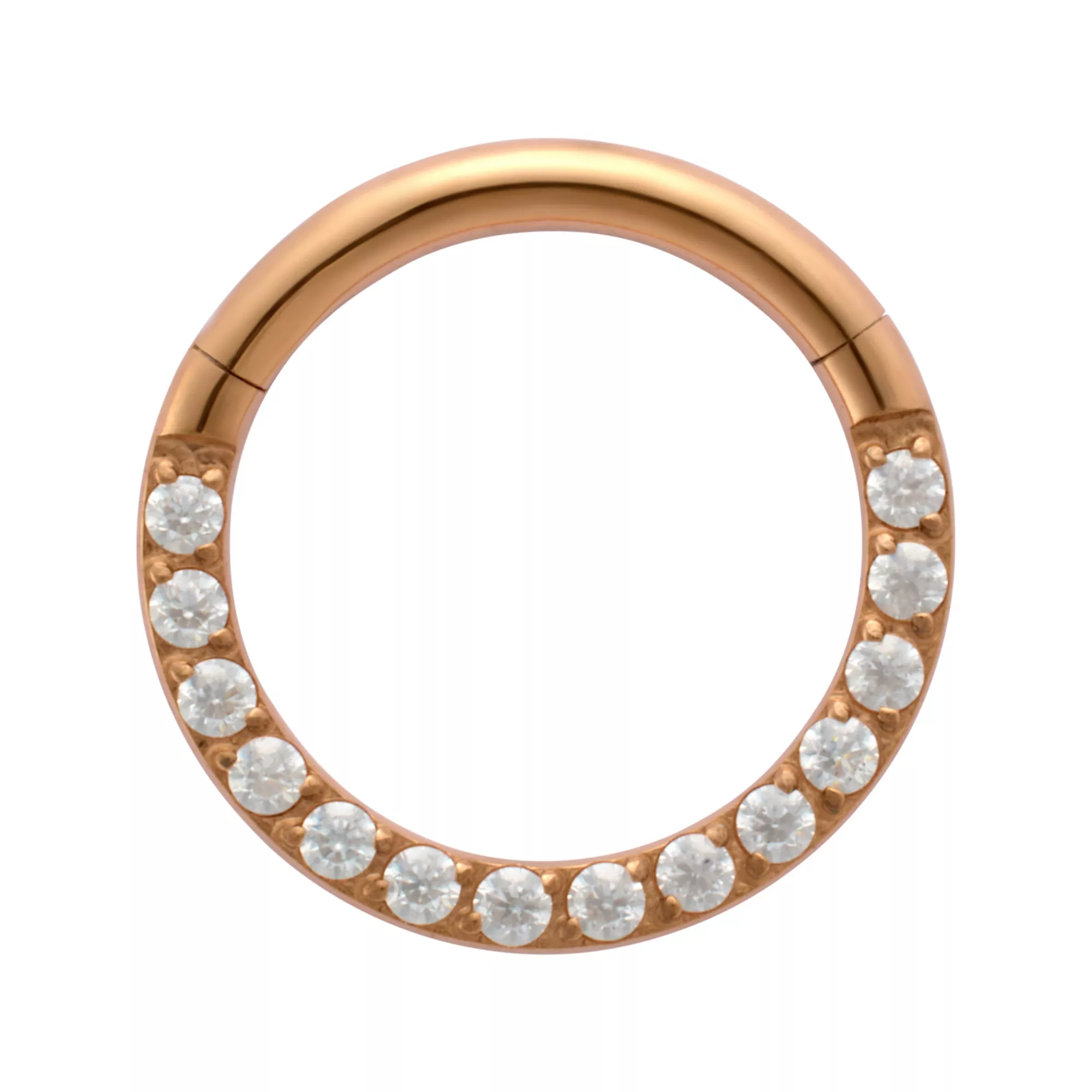 CZ Rose-Gold Tone Titanium Hinged Hoop Ring - 16 Gauge at Spencer's