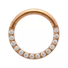 CZ Rose-Gold Tone Titanium Hinged Hoop Ring - 16 Gauge at Spencer's