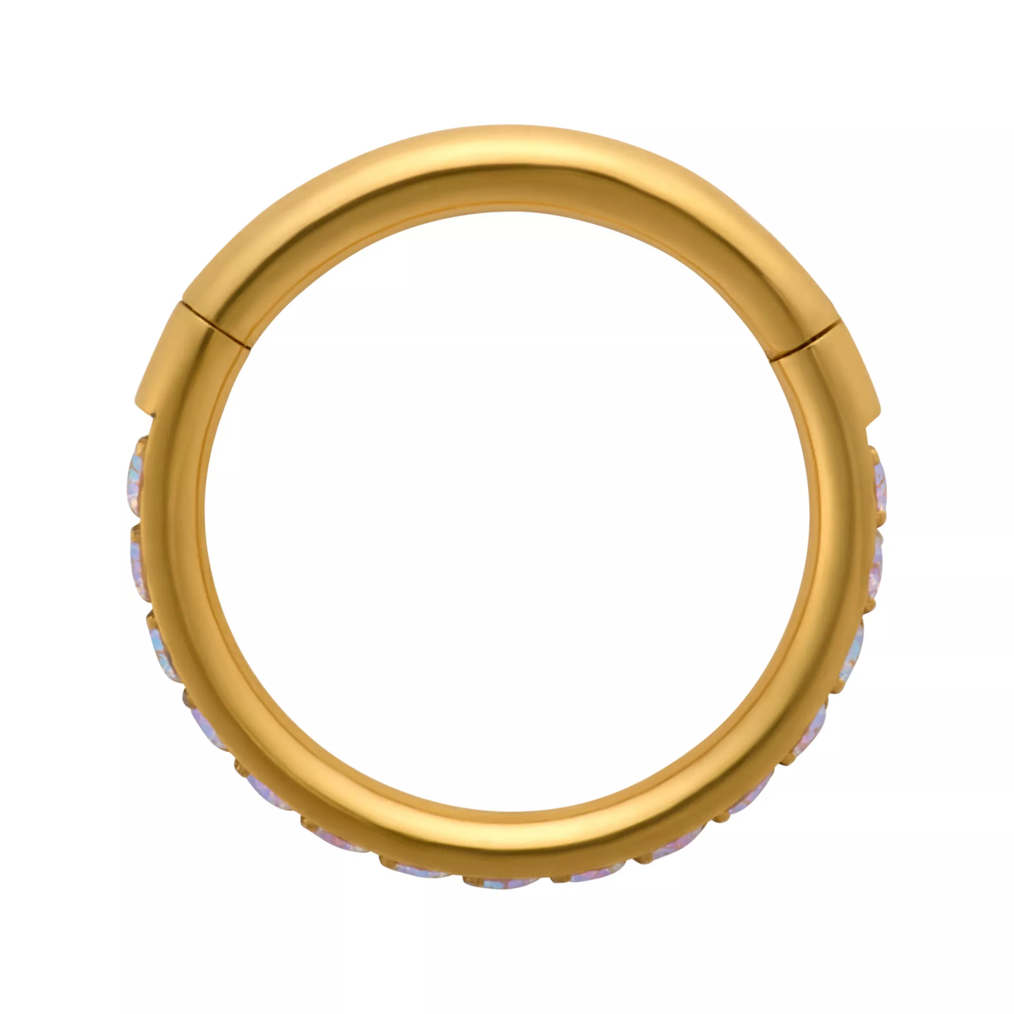 CZ Aurora Borealis-Effect Gold-Plated Titanium Hinged Hoop - 16 Gauge at Spencer's