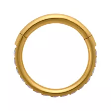 CZ Aurora Borealis-Effect Gold-Plated Titanium Hinged Hoop - 16 Gauge at Spencer's