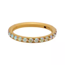 CZ Aurora Borealis-Effect Gold-Plated Titanium Hinged Hoop - 16 Gauge at Spencer's